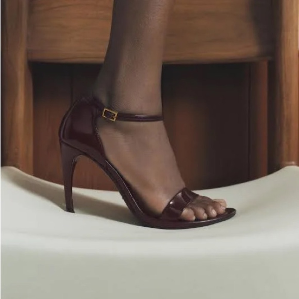 Zara strappy faux patent heel
